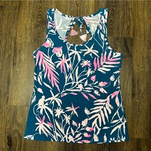 Lilly Pulitzer Blue & Pink Noemi‎ Tidal Wave Tank Cut Out Tassel’s Size Small